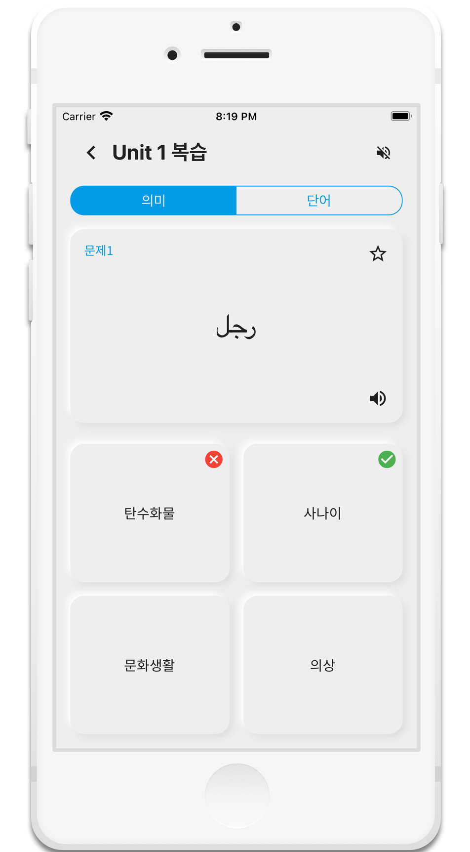 아랍어 단어앱 - 테스트 및 복습 기능