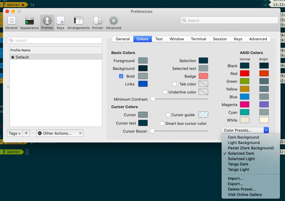 マック(mac)の開発環境設定 - iterm2のテーマを手動で設定