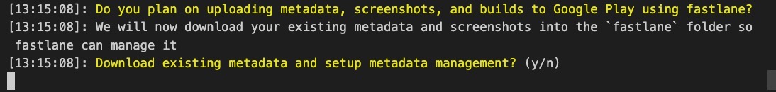 Fastlaneを使ってFlutterアプリ自動デプロイ - アンドロイド初期化: ダウンロード metadata