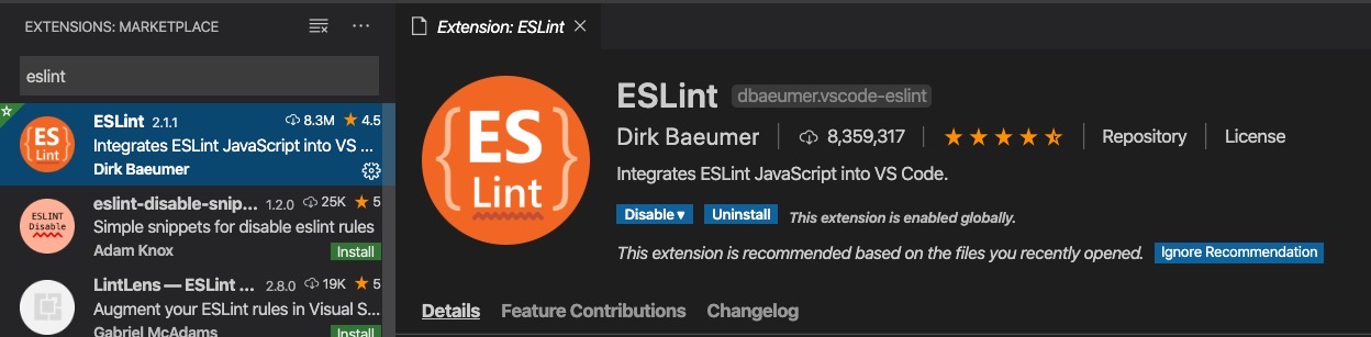 VSCode ESLint Extension