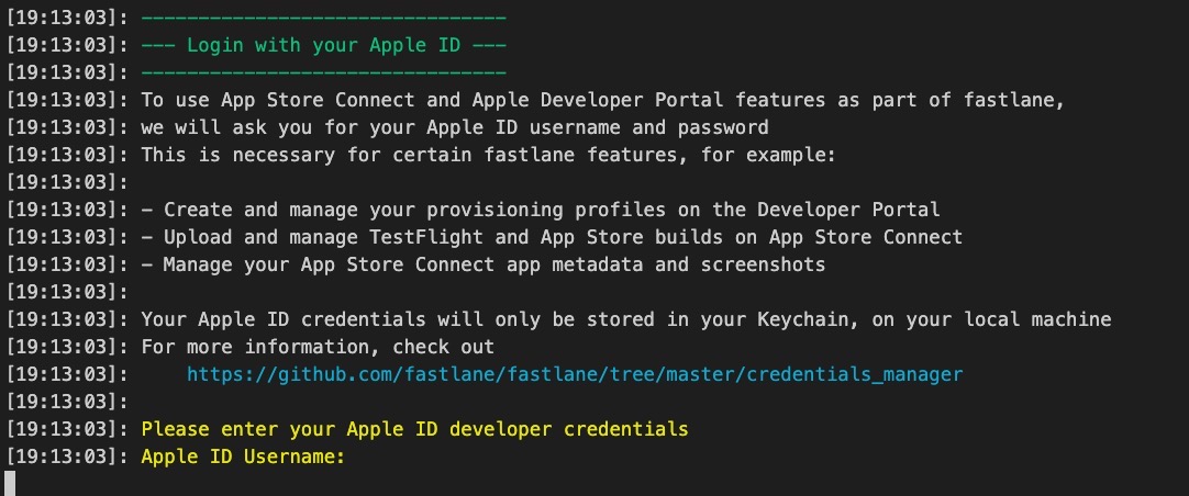 deploy automatically React Native app via Fastlane - Apple login