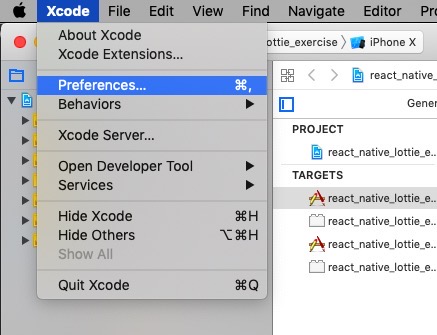 react native installation - xcode
