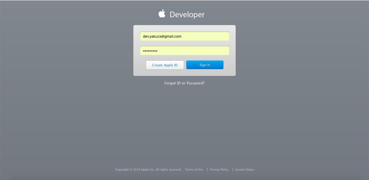 apple developer login