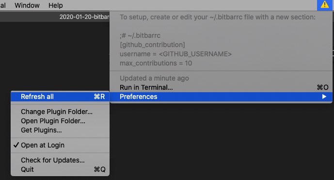 1日コミットを維持するためBitBarの活用 - bitbar refresh all