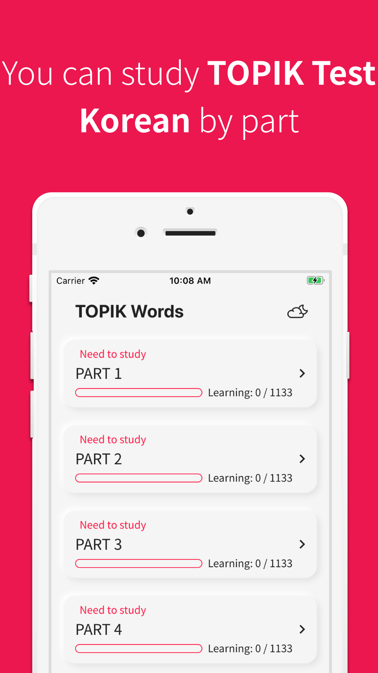 Korean vocabulary, TOPIK words app - App screenshot 1